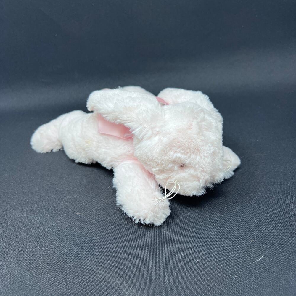 Bearington Baby Pink Bunny‎ Rattle Cottontail Plush NWT Bow Satin Bottom Lovey